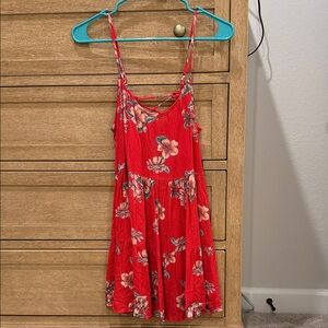 Red Floral Spaghetti Strap Dress